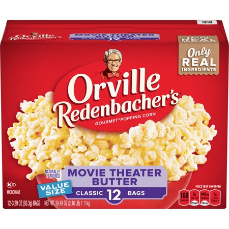 Movie Theater Popcorn Supplies - Orville Redenbacher's Movie Theater Butter Microwave Popcorn, 3.29 Ounce Classic Bag, 12-Count
