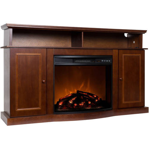 Décor Flame Luciano 56'' Media Fireplace, for TVs up to 65'', Chestnut