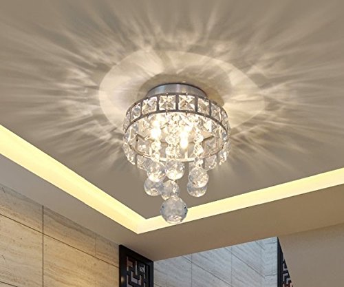 - Mini Style 3-Light Chrome Finish Crystal Chandelier Pendent Light for Hallway,Bedroom,Kitchen,Kids Room,Bulb Included