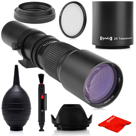 Super 500mm/1000mm f/8 Manual Telephoto Lens for Canon EOS, 80D, 70D, 77D, 60D, 60Da, 1Ds, Mark III and II 7D, 6D, 5D, 5DS Rebel T7i, T7s, T6s, T6i, T6, T5i, T5, T4i, T3, SL2, SL1 Digital SLR (Best Lens For 70d)