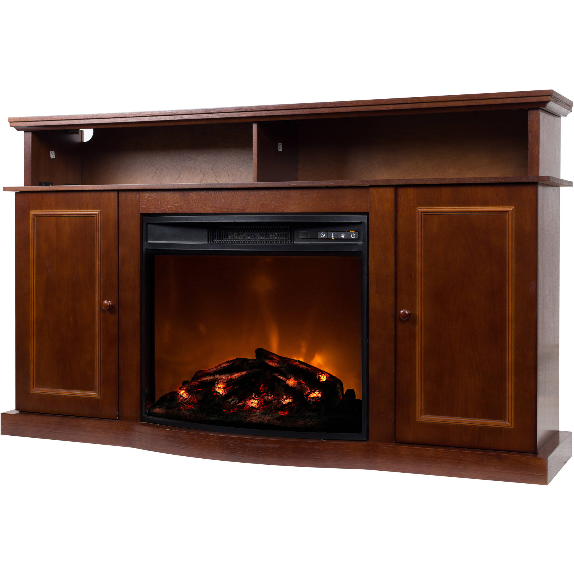 Décor Flame Luciano 56'' Media Fireplace, for TVs up to 65'', Chestnut