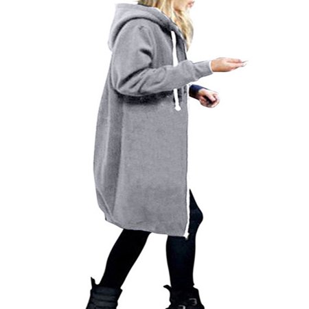 Hooded Women Plus Size Jacket Zip Up Hoodies Sweatshirt Winter Coat Long Tops Outwear Oversized Pocket Loose