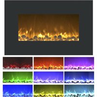 Northwest 36 Inch Electric Wall Mount and Floor Stand Electric Fireplace, with Color Changing Flame Effect