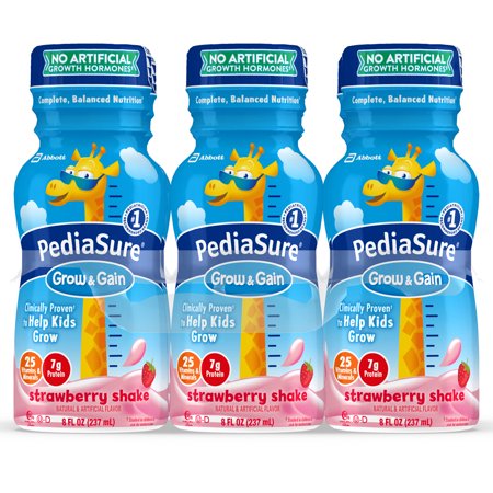 PediaSure Grow & Gain Kids’ Nutritional Shake, with Protein, DHA, and Vitamins & Minerals, Strawberry, 8 fl oz,