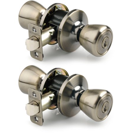 - Brink's Keyed Entry Tulip Style Door Lock, 2-PACK, Antique Brass