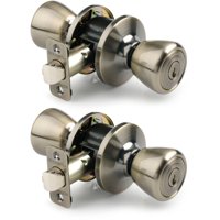 Brink's Keyed Entry Tulip Style Door Lock, 2-PACK, Antique Brass
