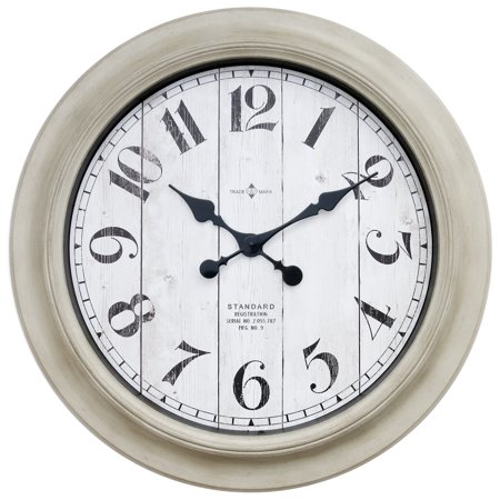 Better Home & Gardens Oversized Wall Clock, 28 Inch Whitewashed Modern (Best Weather Clock Widget)