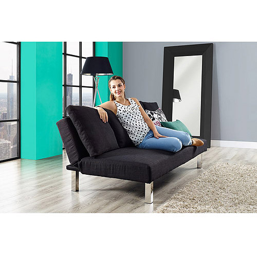 Casey Low Back/Deep Seat Futon, Black Linen