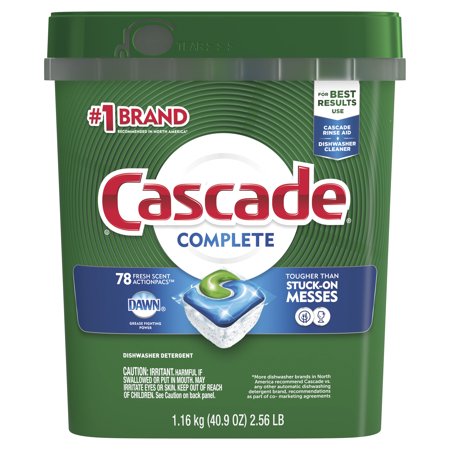 Cascade Complete Actionpacs, Dishwasher Detergent, Fresh Scent, 78