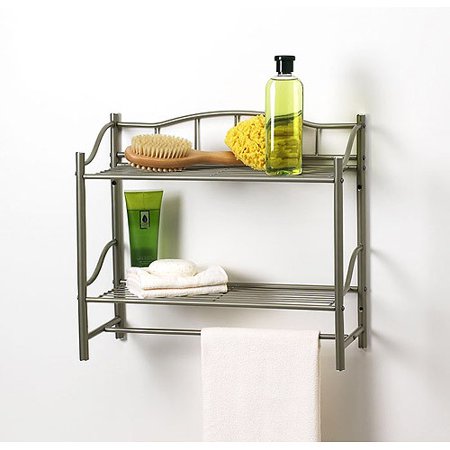 - CreativeWare HOME Complete Bath Pearl Nickle Finish 2 Shelf with Towel Bar Wall Organizer