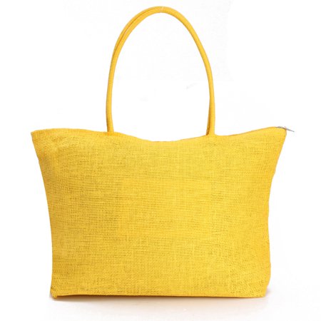 New Womens Casual Straw Weave Shoulder Tote Shopping Beach Bag Purse Travel Handbag  Zippered