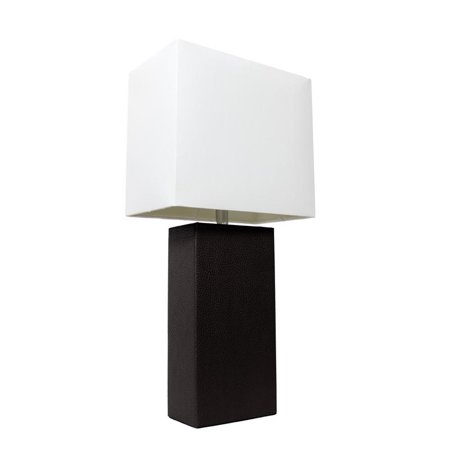 - Elegant Designs Modern Leather Table Lamp with White Fabric Shade