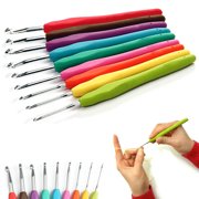 9 Pc Aluminum Crochet Hook Set Non Slip Rubber Handle Craft Knitting Needle Kit