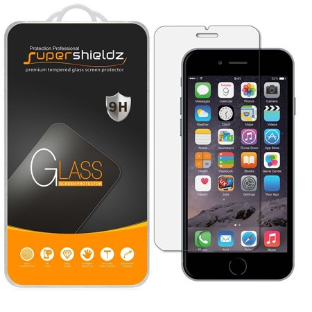 [2-Pack] Supershieldz for Apple iPhone 6 / 6S Tempered Glass Screen Protector, Anti-Scratch, Anti-Fingerprint, Bubble