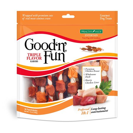 Good'n'Fun Triple Flavored Rawhide Kabobs Chews for Dogs, 12 (Best Bones For Dogs To Chew On)