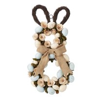 Way To Celebrate Easter Bunny Wreath with Blue and Tan Eggs