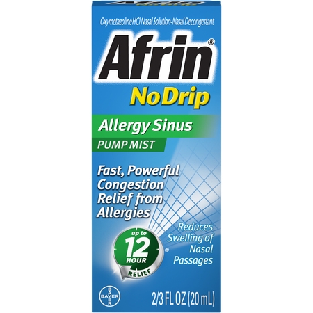 Afrin No Drip Allergy Sinus Pump Nasal Mist, Congestion Relief, (Best Medicine For Nose Congestion)