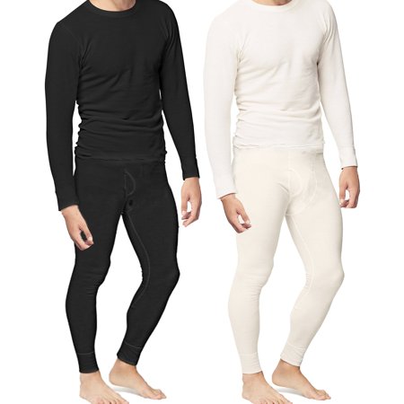 Mens 2pc Thermal Underwear Set Shirt Pants Top Bottom Waffle Knit Cotton Long John