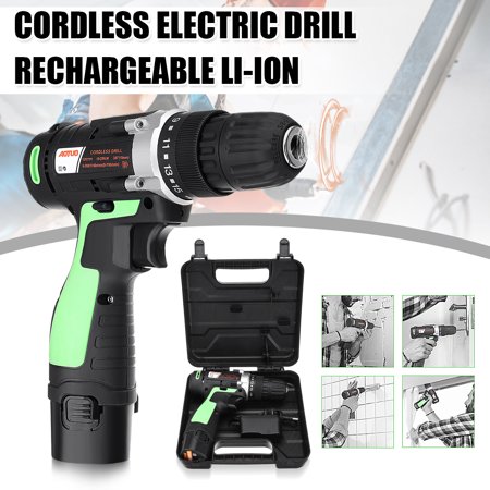 12V Cordless Electric Drill Screwdriver Tool With LED Light Battery Rechargeable Power Tools With Power Cable For Wool Working DIY Home Building Engineering