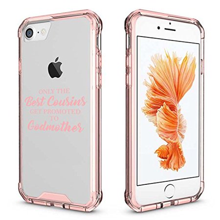 For Apple iPhone Clear Shockproof Bumper Case Hard Cover The Best Cousins Get Promoted To Godmother (Pink for iPhone 8