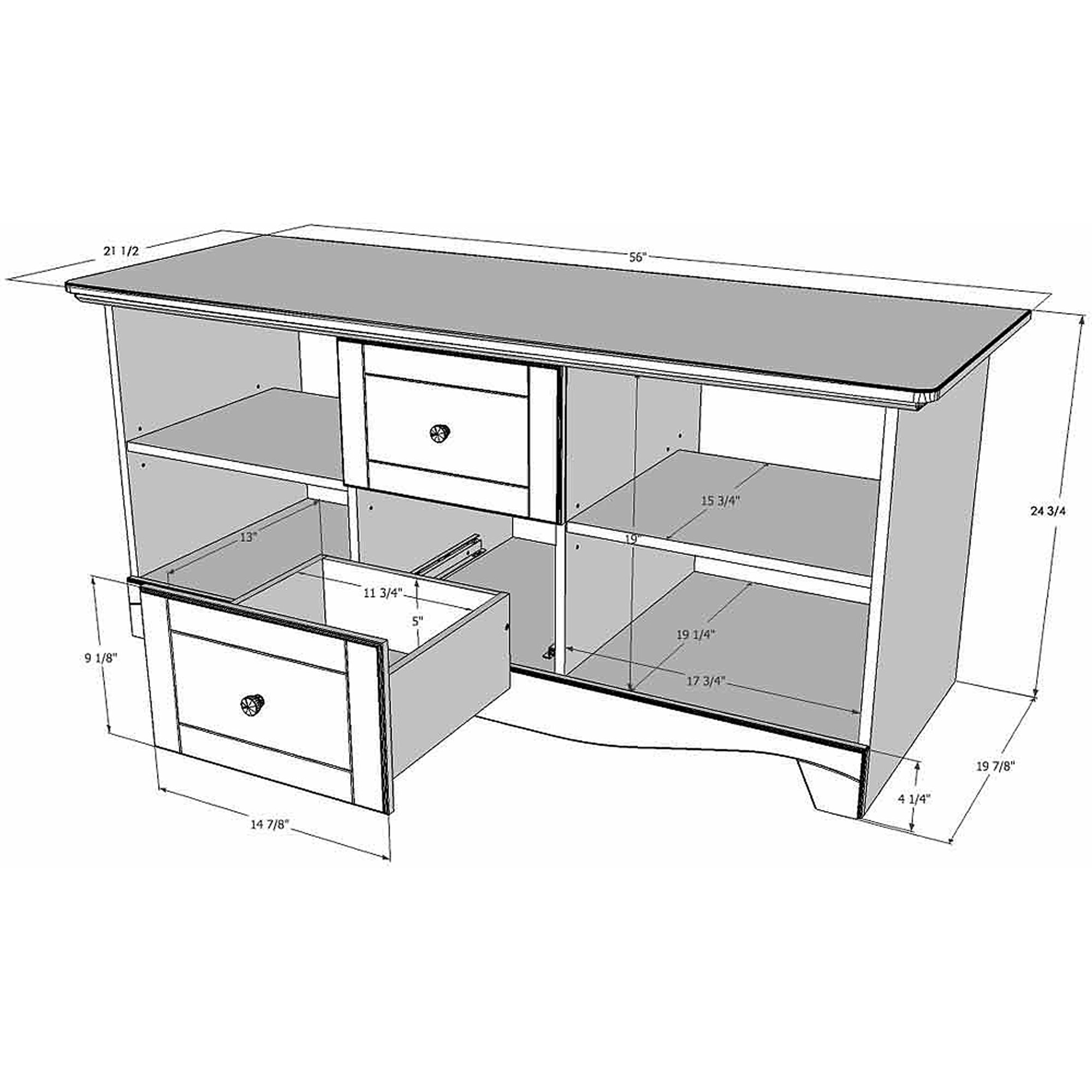 Visions Black TV Stand, for TVs up to 60''