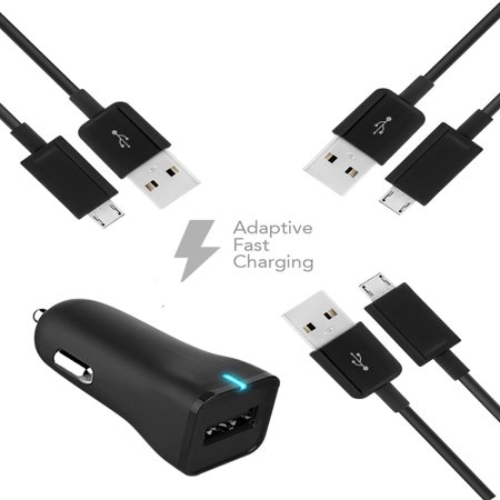 Samsung Galaxy Y S6102 Samsung Galaxy Y Duos S6102 Charger MicroUSB 2.0 Cable Kit by Ixir(Car Charger + Cable)True Digital Adaptive Fast Charging uses dual voltages for up to 50% faster charging ()