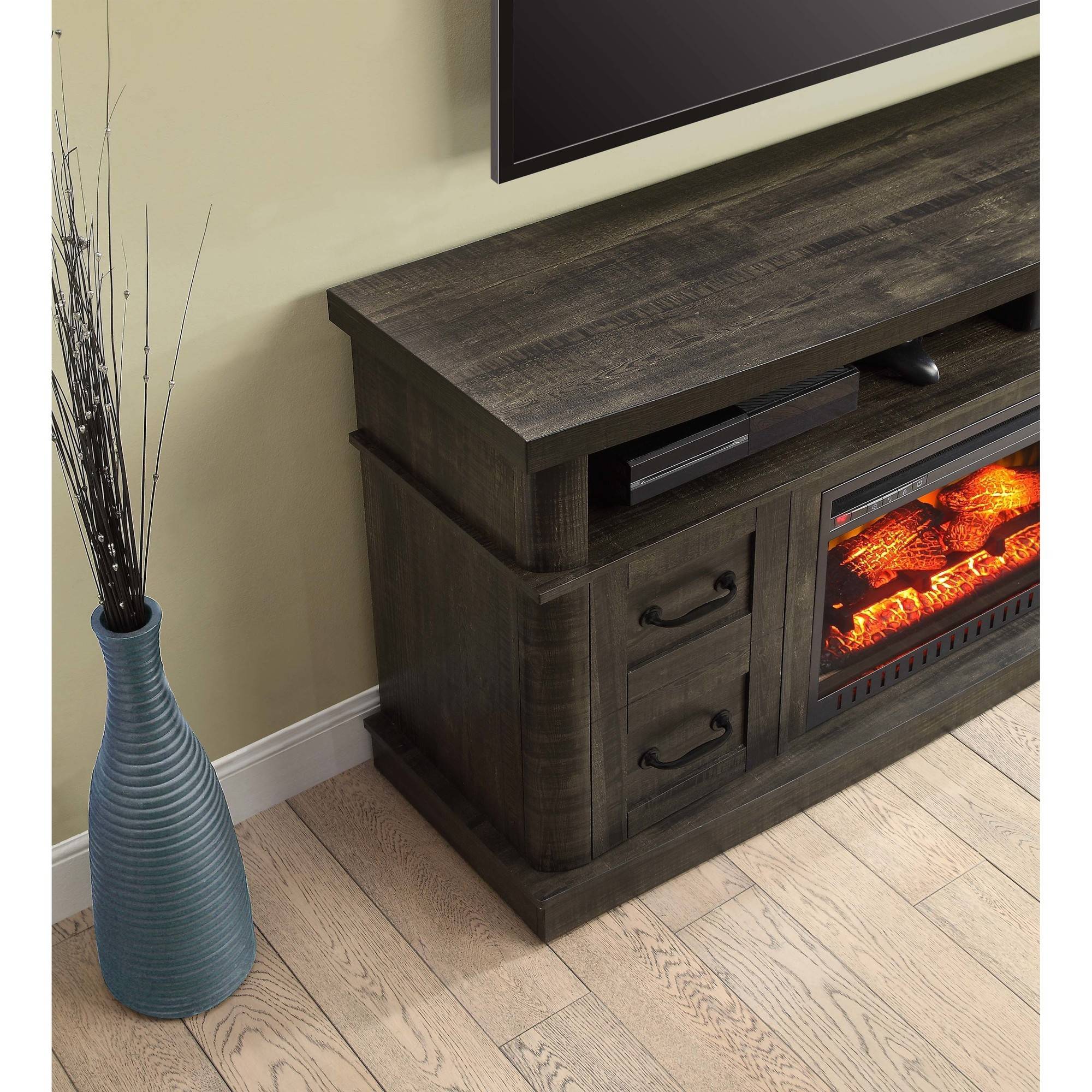 Whalen Weathered Dark Pine Media Fireplace Console for TV's up to 70''