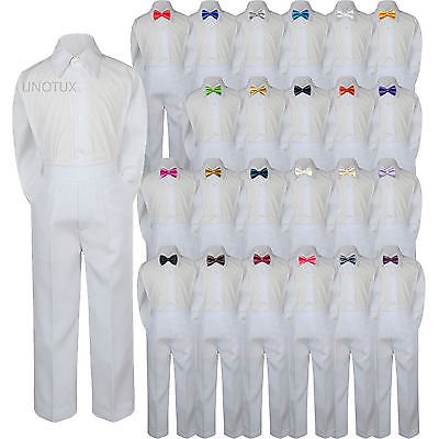 23 Color 3pc Set Bow Tie Boy Baby Toddler Kids Formal Suit Shirt White Pants S-7