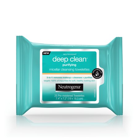 Neutrogena Deep Clean Micellar Cleansing Makeup Remover Wipes, 25