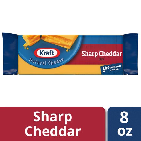 Kraft Sharp Cheddar Cheese Block, 8 oz Wrapper - Walmart.com