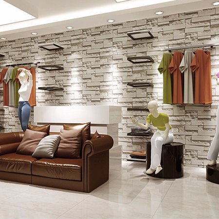 10M/ 57sq.ft/393.7' x 21' Removable Waterproof 3D PVC Brick Stone Wall Decor Wallpaper Embossed Effect Roll Wall Decal Wall Accent TV Walls Roll Vinyl for Shop Restaurant (Best 3d Anime Wallpapers)