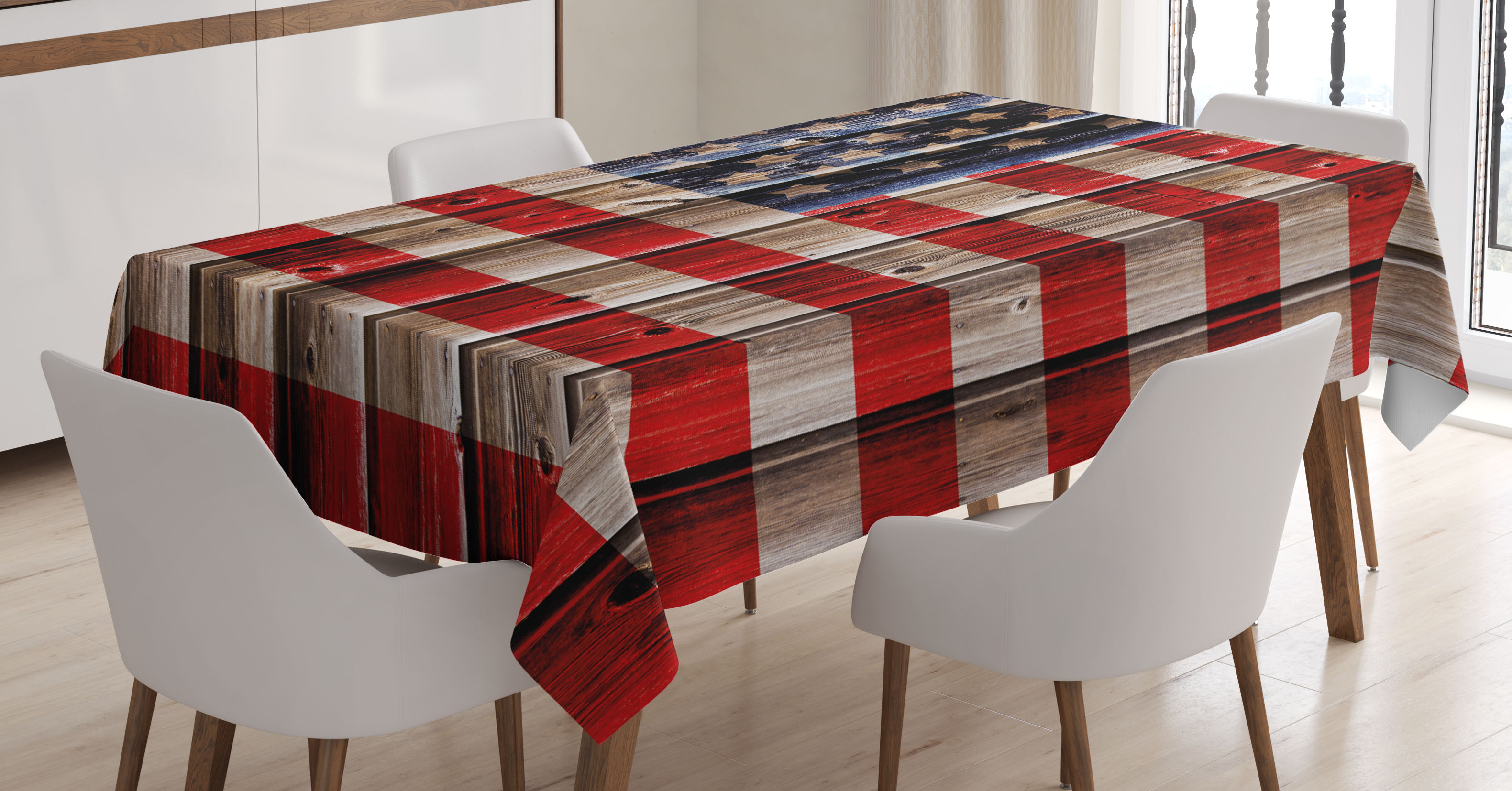 American Outdoor Picnic Tablecloth Old National Patriotic Print 58 X 84 Inches