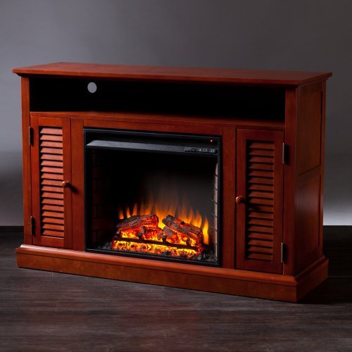 Southern Enterprises Buckhead Media Console Fireplace - Classic Mahogany