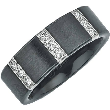 Black Hills Diamond Bands - Men's 0.25 Carat T.W. Diamond Satin Black Ceramic Wedding Band (H-I I3)