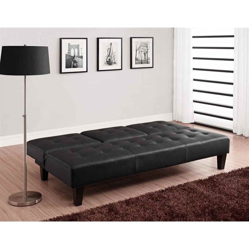 Ameriwood Julia Convertible Sofa with Cup Holder in Black