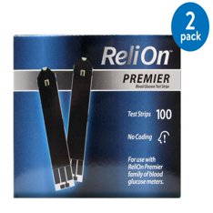 (2 Pack) ReliOn Premier Blood Glucose Test Strips, 100 Ct