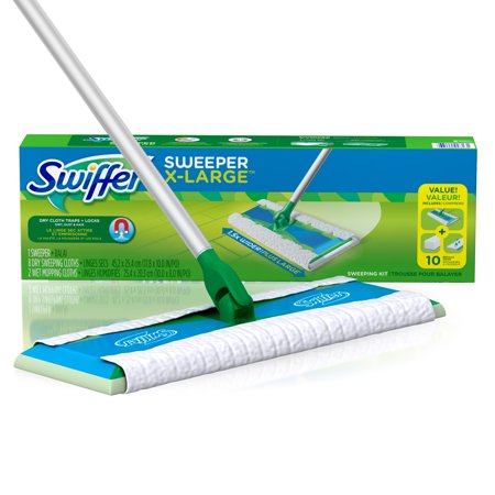 Swiffer Sweeper Dry + Wet XL Sweeping Kit (1 Sweeper, 8 Dry Cloths, 2 ...