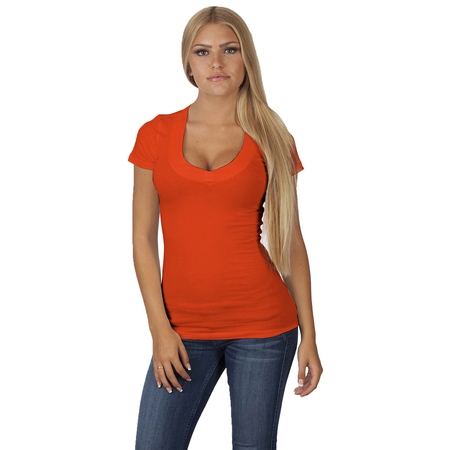 Emmalise Women's Deep V-Neck Short Sleeve T Shirts - Small to (Best Red Under 20)