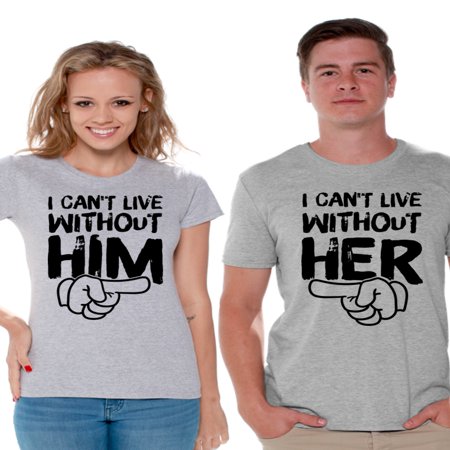 Awkward Styles I Can't Live Without Him I Can't Live Without Her Shirts for Couples Cute Matching Couple Shirts Happy Valentines Day Love Gift Idea for Couple Boyfriend and Girlfriend Couple T