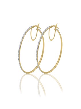 10kt Crystal Large Round Hoop Earrings