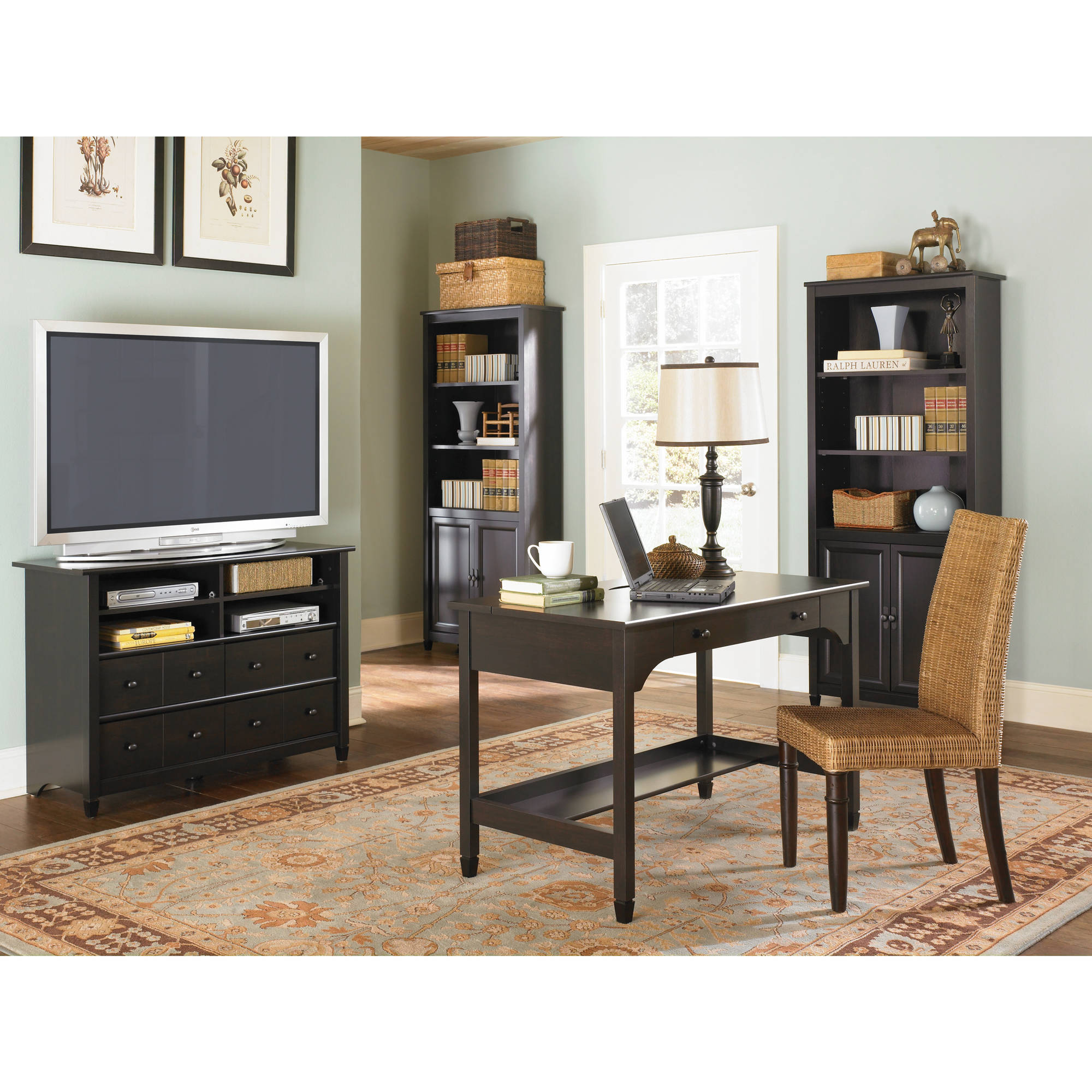 Sauder Edge Water Tall TV Stand for TVs up to 45'', Estate Black