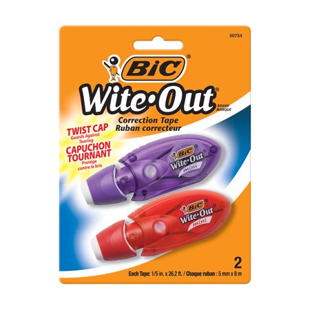 Sharp Correction Tape - BIC Wite-Out Brand Mini Twist Correction Tape, White, 2 Count