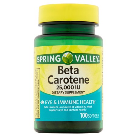 (2 Pack) Spring Valley Beta Carotene Softgels, 25000 IU, 100