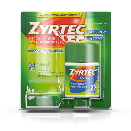 Zyrtec 24 Hour Allergy Relief Tablets with 10 mg Cetirizine HCl, 30 (Best Cold Medicine For Runny Nose And Watery Eyes)