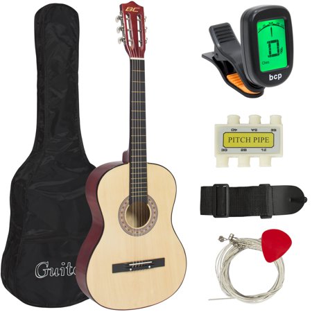 Best Choice Products Beginners 38'' Acoustic Guitar with Case, Strap, Digital E-Tuner, and Pick, (Natural)