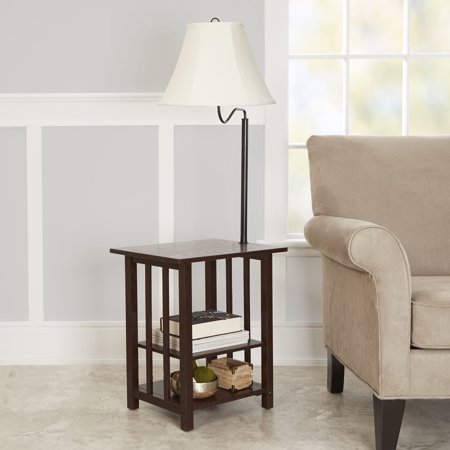 Better Homes & Gardens 3-Rack End Table Floor Lamp, Espresso