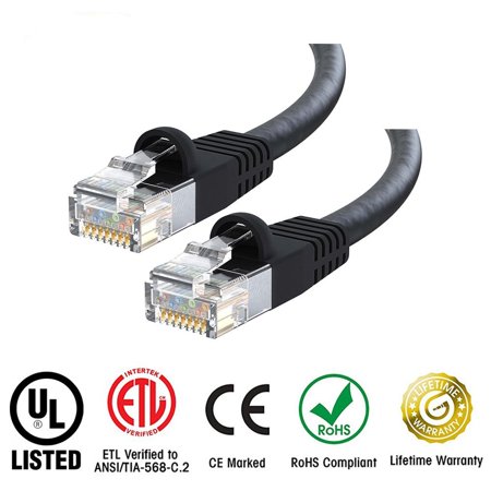 5e Rj 45 Network Patch Huetron™ Cat 5e Ethernet Snagless RJ45 Patch Computer LAN Network Cord Cable (20 ft/BLACK)) ()