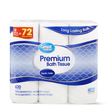 Great Value Premium Bath Tissue, 18 Mega Rolls - Walmart.com