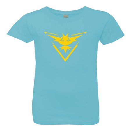 Blue Girls Coverall - Pokemon Go Gym Team Instinct Yellow Youth Girls Princess Tee