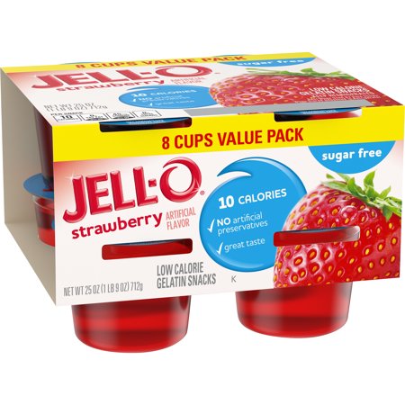 Jell-O Sugar Free Ready to Eat Strawberry Gelatin, 8 ct - 25.0 oz ...